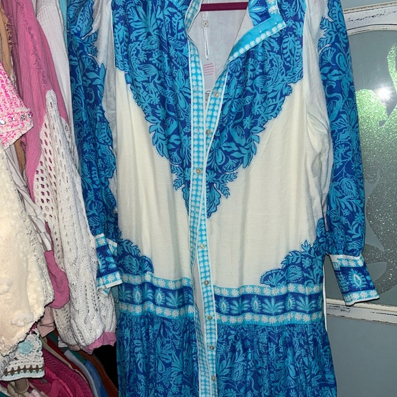 BNWT Lilly Pulitzer Drena Dress, Breezy Aqua Jungle Escape Engineered, Size 14. - Picture 4 of 7